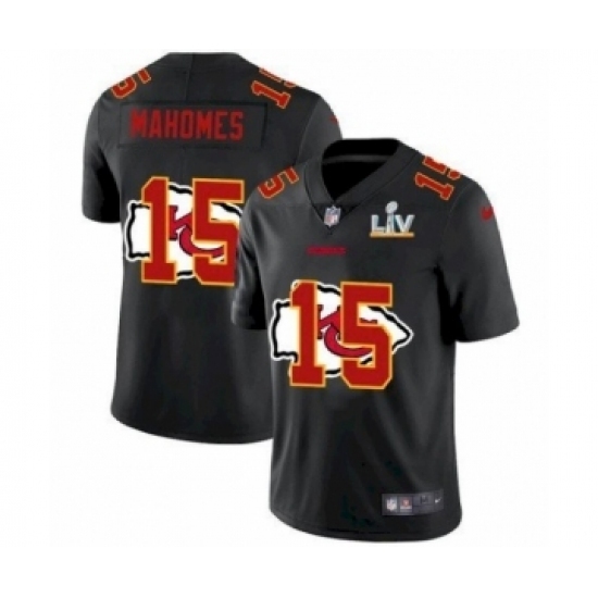Women's Kansas City Chiefs #15 Patrick Mahomes Black 2021 Shadow Logo Bowl LV Jersey Women's Kansas City Chiefs #15 Patrick Mahomes Black 2021 Shadow Logo Bowl LV Jersey