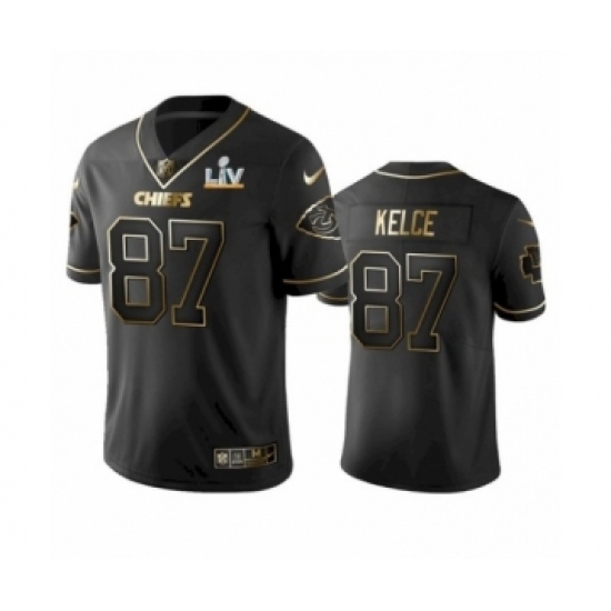 Women's Kansas City Chiefs #87 Travis Kelce Black Golden Super Bowl LV Jersey Women's Kansas City Chiefs #87 Travis Kelce Black Golden Super Bowl LV Jersey