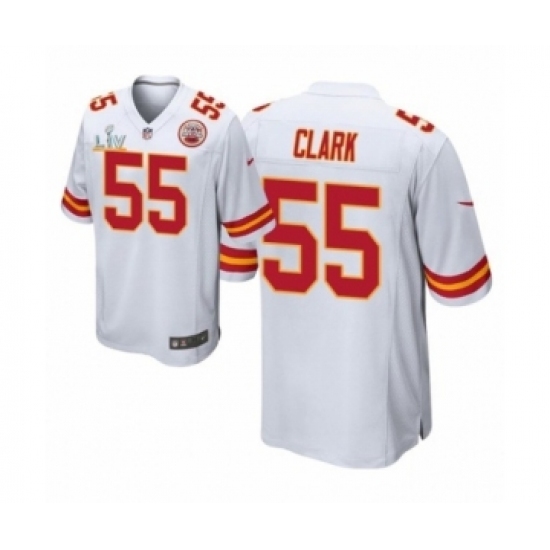Youth Kansas City Chiefs #55 Frank Clark Game White 2021 Super Bowl LV Jersey Youth Kansas City Chiefs #55 Frank Clark Game White 2021 Super Bowl LV Jersey