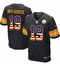 Men's Nike Pittsburgh Steelers #19 JuJu Smith-Schuster Elite Black Home USA Flag Fashion NFL Jersey