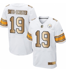 Men's Nike Pittsburgh Steelers #19 JuJu Smith-Schuster Elite White/Gold NFL Jersey