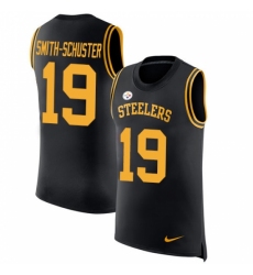 Men's Nike Pittsburgh Steelers #19 JuJu Smith-Schuster Limited Black Rush Player Name & Number Tank Top NFL Jersey