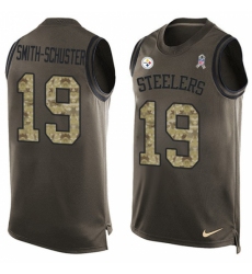 Men's Nike Pittsburgh Steelers #19 JuJu Smith-Schuster Limited Green Salute to Service Tank Top NFL Jersey