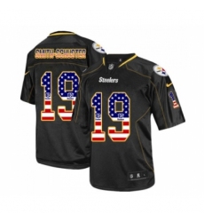 Men's Pittsburgh Steelers #19 JuJu Smith-Schuster Elite Black USA Flag Fashion Football Jersey