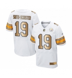 Men's Pittsburgh Steelers #19 JuJu Smith-Schuster Elite White Gold Football Jersey