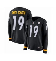 Women's Nike Pittsburgh Steelers #19 JuJu Smith-Schuster Limited Black Therma Long Sleeve NFL Jersey