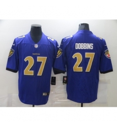 Men's Baltimore Ravens #27 J.K. Dobbins Nike Purple Gold Limited Jersey