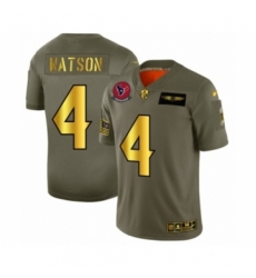 Men's Houston Texans #4 Deshaun Watson Limited Olive Gold 2019 Salute to Service Football Jersey