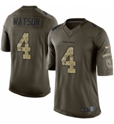 Men's Nike Houston Texans #4 Deshaun Watson Elite Green Salute to Service NFL Jersey
