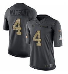 Men's Nike Houston Texans #4 Deshaun Watson Limited Black 2016 Salute to Service NFL Jersey