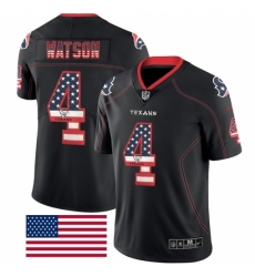 Men's Nike Houston Texans #4 Deshaun Watson Limited Black Rush USA Flag NFL Jersey