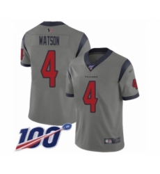 Men's Nike Houston Texans #4 Deshaun Watson Limited Gray Inverted Legend 100th Season NFL Jersey