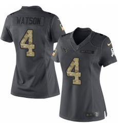 Women's Nike Houston Texans #4 Deshaun Watson Limited Black 2016 Salute to Service NFL Jersey