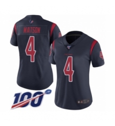 Women's Nike Houston Texans #4 Deshaun Watson Limited Navy Blue Rush Vapor Untouchable 100th Season NFL Jersey