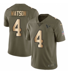 Youth Nike Houston Texans #4 Deshaun Watson Limited Olive/Gold 2017 Salute to Service NFL Jersey