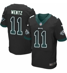 Men's Nike Philadelphia Eagles #11 Carson Wentz Elite Black Alternate Drift Fashion NFL Jersey