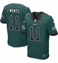 Men's Nike Philadelphia Eagles #11 Carson Wentz Elite Midnight Green Home Drift Fashion NFL Jersey