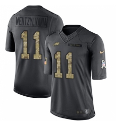 Men's Nike Philadelphia Eagles #11 Carson Wentz Limited Black 2016 Salute to Service Wentzylvania NFL Jersey