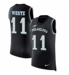 Men's Nike Philadelphia Eagles #11 Carson Wentz Limited Black Rush Player Name & Number Tank Top NFL Jersey
