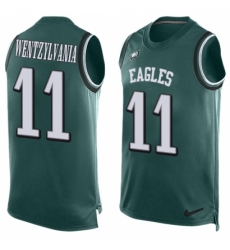 Men's Nike Philadelphia Eagles #11 Carson Wentz Limited Midnight Green Player Name & Number Tank Top Wentzylvania NFL Jersey