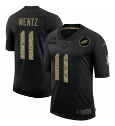 Men's Philadelphia Eagles #11 Carson Wentz Camo 2020 Salute To Service Limited Jersey