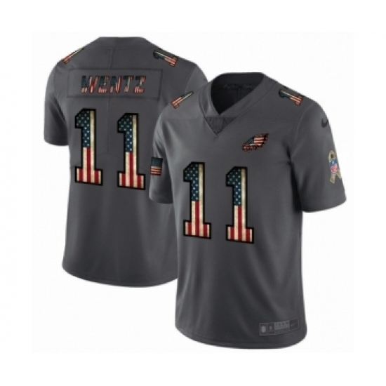 Men's Philadelphia Eagles #11 Carson Wentz Limited Black USA Flag 2019 Salute To Service Football Jersey Men's Philadelphia Eagles #11 Carson Wentz Limited Black USA Flag 2019 Salute To Service Football Jersey