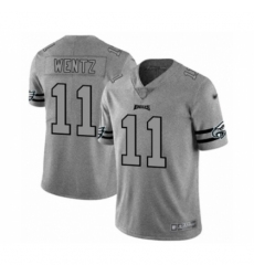 Men's Philadelphia Eagles #11 Carson Wentz Limited Gray Team Logo Gridiron Football Jersey