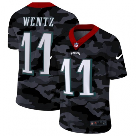 Men's Philadelphia Eagles #11 Carson Wentz Mens Nike 2020 Black CAMO Vapor Untouchable Limited Stitched NFL Jersey Men's Philadelphia Eagles #11 Carson Wentz Mens Nike 2020 Black CAMO Vapor Untouchable Limited Stitched NFL Jersey