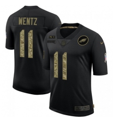 Men's Philadelphia Eagles #11 Carson Wentz Mens Nike 2020 Salute To Service Camo Limited NFL Jersey Black