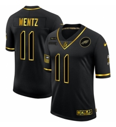 Men's Philadelphia Eagles #11 Carson Wentz Olive Gold Nike 2020 Salute To Service Limited Jersey