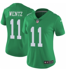 Women's Nike Philadelphia Eagles #11 Carson Wentz Limited Green Rush Vapor Untouchable NFL Jersey