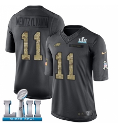 Youth Nike Philadelphia Eagles #11 Carson Wentz Limited Black 2016 Salute to Service Wentzylvania Super Bowl LII NFL Jersey