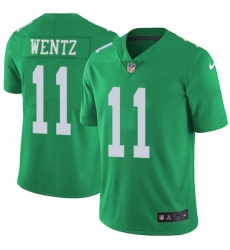 Youth Nike Philadelphia Eagles #11 Carson Wentz Limited Green Rush Vapor Untouchable NFL Jersey