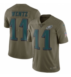 Youth Nike Philadelphia Eagles #11 Carson Wentz Limited Olive 2017 Salute to Service NFL Jersey