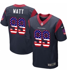 Men's Nike Houston Texans #99 J.J. Watt Elite Navy Blue Home USA Flag Fashion NFL Jersey