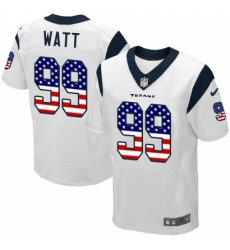 Men's Nike Houston Texans #99 J.J. Watt Elite White Road USA Flag Fashion NFL Jersey