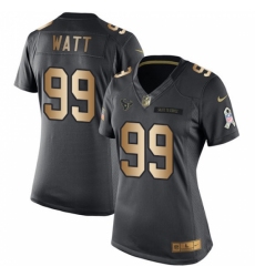 Women's Nike Houston Texans #99 J.J. Watt Limited Black/Gold Salute to Service NFL Jersey