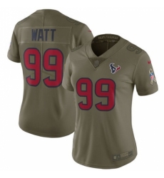 Women's Nike Houston Texans #99 J.J. Watt Limited Olive 2017 Salute to Service NFL Jersey