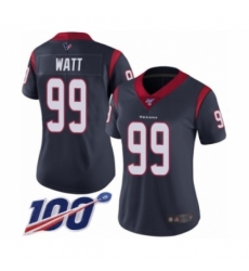 Women's Nike Houston Texans #99 J.J. Watt Navy Blue Team Color Vapor Untouchable Limited Player 100th Season NFL Jersey