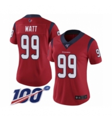 Women's Nike Houston Texans #99 J.J. Watt Red Alternate Vapor Untouchable Limited Player 100th Season NFL Jersey