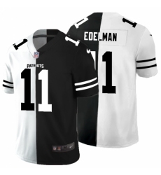 Men's New England Patriots #11 Julian Edelman Black White Limited Split Fashion Football Jersey