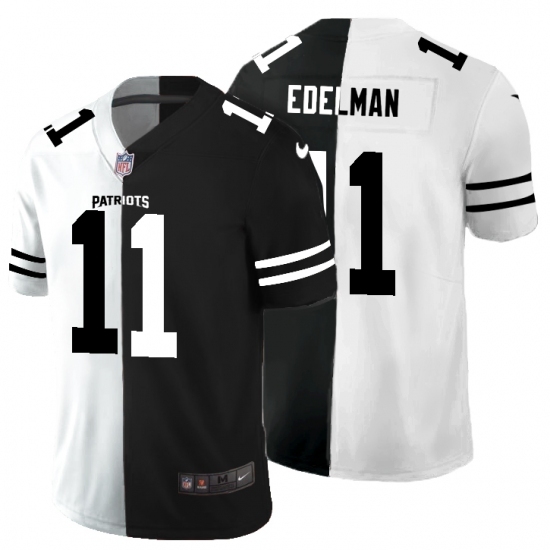 Men's New England Patriots #11 Julian Edelman Black White Limited Split Fashion Football Jersey Men's New England Patriots #11 Julian Edelman Black White Limited Split Fashion Football Jersey
