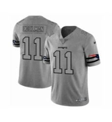 Men's New England Patriots #11 Julian Edelman Limited Gray Team Logo Gridiron Football Jersey