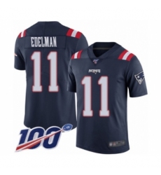 Men's New England Patriots #11 Julian Edelman Limited Navy Blue Rush Vapor Untouchable 100th Season Football Jersey
