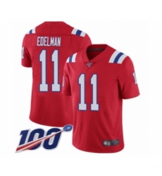 Men's New England Patriots #11 Julian Edelman Red Alternate Vapor Untouchable Limited Player 100th Season Football Jersey