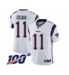 Men's New England Patriots #11 Julian Edelman White Vapor Untouchable Limited Player 100th Season Football Jersey