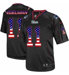 Men's Nike New England Patriots #11 Julian Edelman Elite Black USA Flag Fashion NFL Jersey