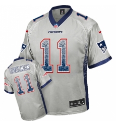 Men's Nike New England Patriots #11 Julian Edelman Elite Grey Drift Fashion NFL Jersey