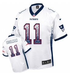 Men's Nike New England Patriots #11 Julian Edelman Elite White Drift Fashion NFL Jersey