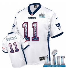 Men's Nike New England Patriots #11 Julian Edelman Elite White Drift Fashion Super Bowl LII NFL Jersey